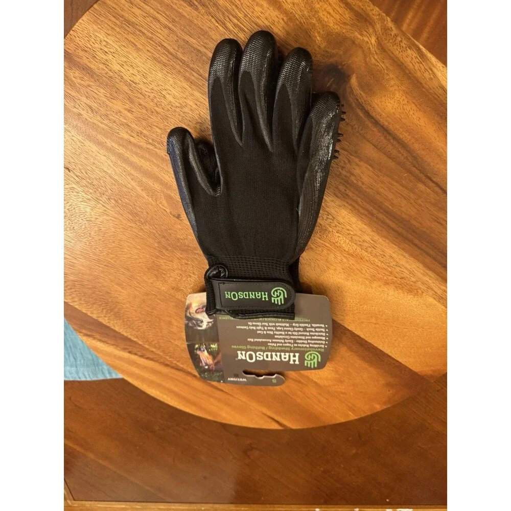 Hands On Grooming Shedding Bathing Gloves for Pets, Size S Black, Wet/Dry